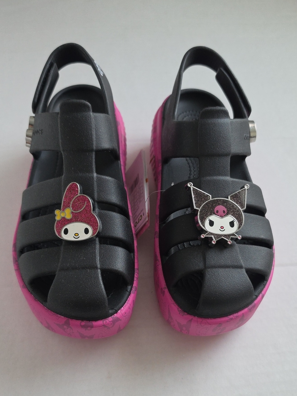 Crocs Hello Kitty Sanrio My Melody & Kuromi Stomp Sandals Black Pink Sz 7